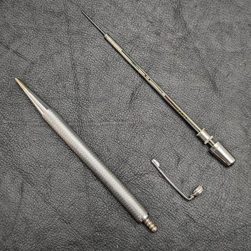 1959 British Vintage Yard O Red Sterling Silver Propulsion Pencil with leather pen case